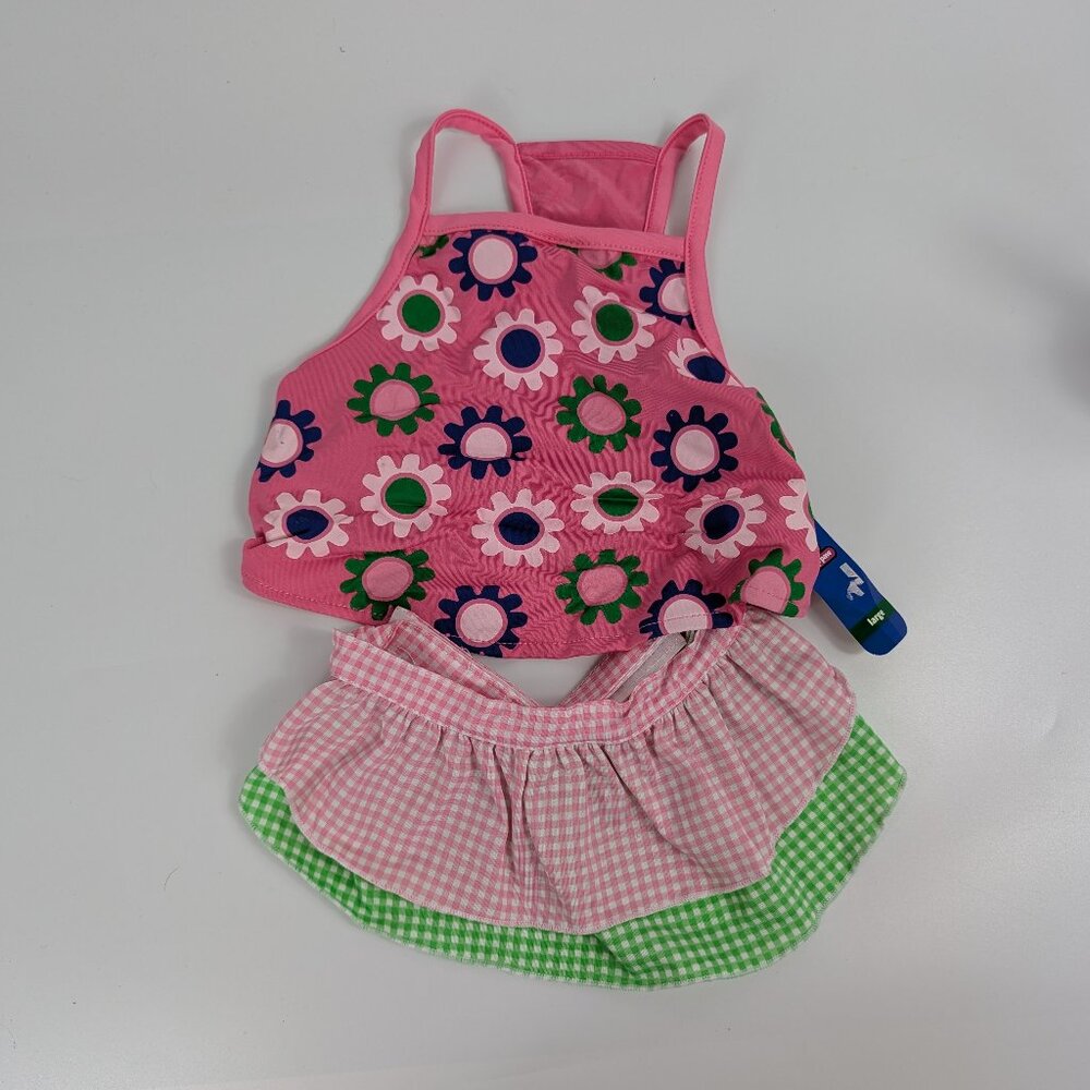 Top Paw Two Piece Floral & Gingham Dog Bathing Suit